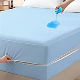 Mattress Protector 48x75 3/4 Full Bunk 100% Waterproof Zippered Cover, 8 Inch Deep, Six-Sided Encasement for Camper & Travel 