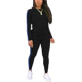 BNGPIKLY Cycling Outfits for Women Two Piece Sets Casual Formal Slim Cute Top and Elastic Waist Daily Pants BlackBlue XL