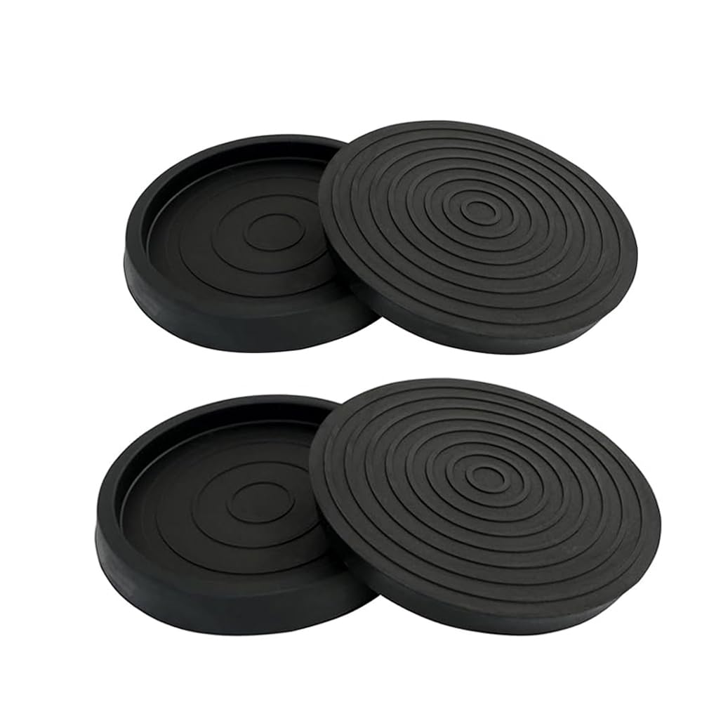4 Pcs Caster Cups Furniture Coasters 2.5 Inch Furniture Caster Cups Rubber Round Non-slip Furniture Pads Furniture Feet Floor Protectors for Bed Sofa Chair Table (Black)