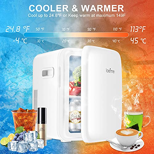 Mini Fridge, 10 Liter white Cooler and Warmer Portable Small