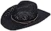 Simplicity Men's Straw Cowboy Hat w/PU Leather Band & Chin Strap Black