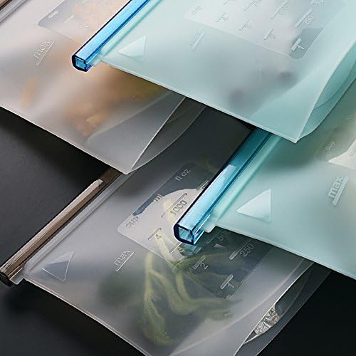 Reusable Food Grade Silicone material Storage Bags - Airtight Zip Seal Bags Keep Your Food Fresh Airtight Seal,Eco Friendly and BPA Free Leak-proof, 4pcs 50 OZ By BANFANG
