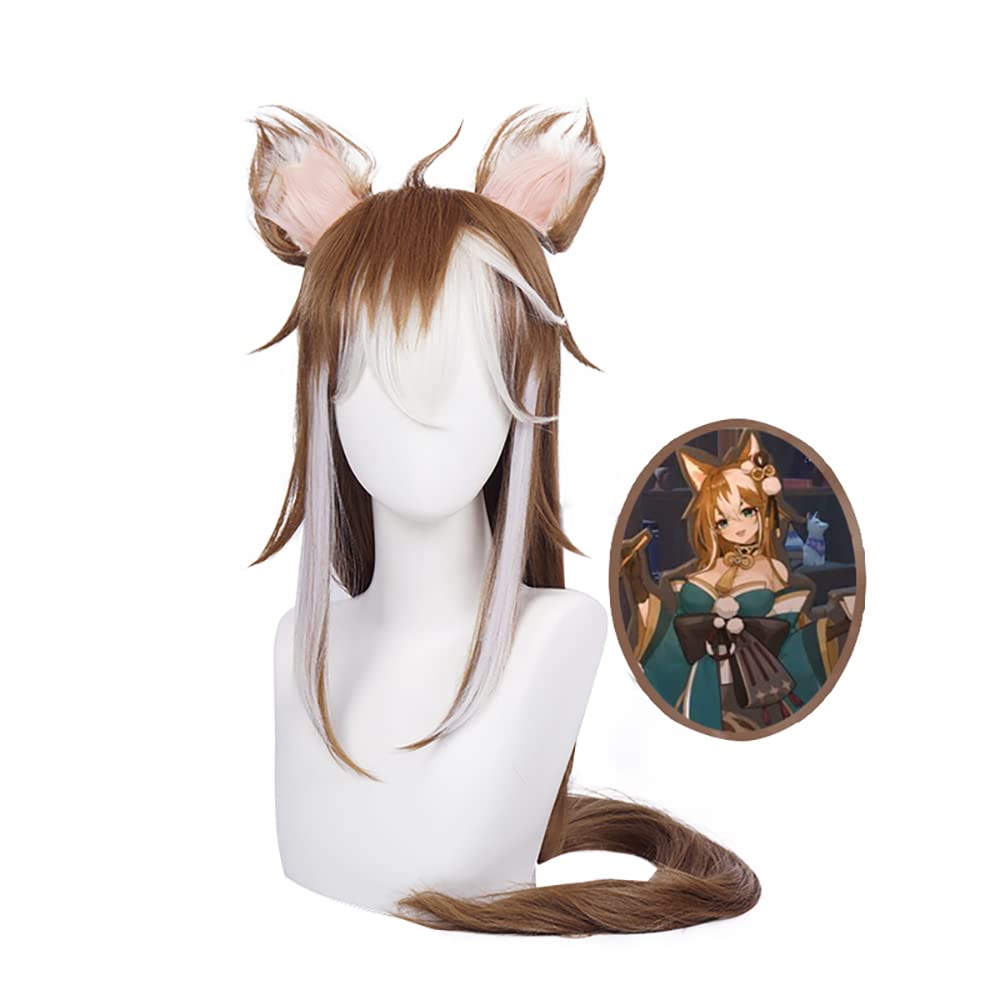 Yamia Anime Yae Miko Cosplay Wig for Game Genshin Impact Cosplay Wigs with Free Wig Cap (Miss Hina)