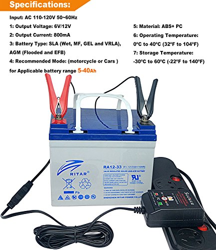 Suuwer Junior Battery Trickle Charger 6V and 12V 800mA Smart Battery Charger Maintainer. - Thumbnail 4