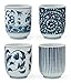 Miya Set of 4 Assorted Designs Blue & White Japanese Teacups