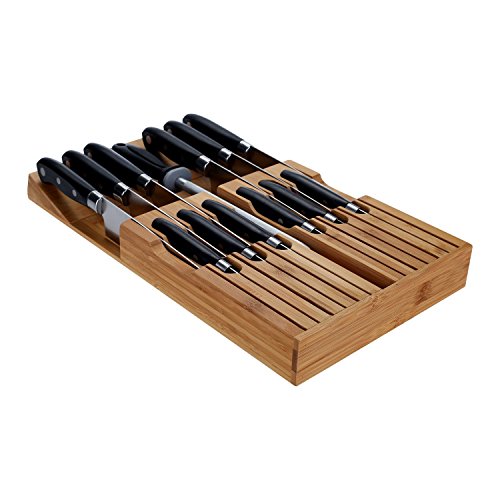 Utoplike InDrawer Bamboo knife block Drawer Knife Organizer and Holder