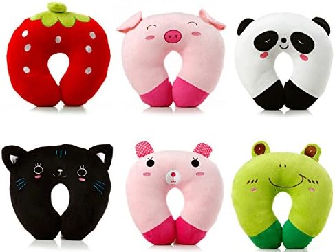 Kerchair Cute Panda Frog Cat Pig Rabbit Strawberry Pattern Office Nap U-shaped Neck Pillow (Strawberry)