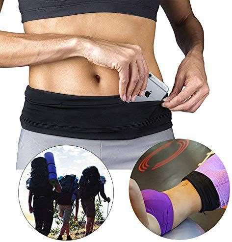 Running Belt & Fitness Workout Fanny Pack,Sports Travel Money Wrist Band Pack with 4 Pockets, Key Clip,Fits All Cell Phones for Cycling,Jogging Outdoor Activities(Black, Small)