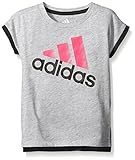 Adidas Toddler Girls' Short Sleeve Graphic Tee Shirt, Gray/Pink, 2T