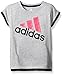 adidas Little Girls' Short Sleeve Graphic Tee Shirts, Gray/Pink, 6