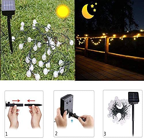 Solar Lichterkette Außen - 60LED 8 Modi Solar Kristall Kugeln Lichterkette Outdoor IP65 Wasserdicht Solar lichterketten Deko Beleuchtung für Garten, Bäume, Terrasse, Weihnachten, Hochzeiten, Partys