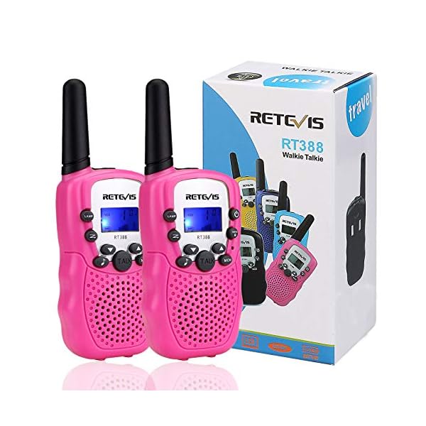 Retevis-RT388-Kids-Walkie-Talkies-PMR446-8-Channels-Pink-Walkie-Talkie-for-Girls-Flashlight-VOX-Children-Toy-Gifts-for-Kids-Easter-EggsPink1-Pair Retevis RT388 Walkie Talkies for Kids, Long Range 8CH Toy Gifts for 3-12 Years Old Boys Girls, with Backlit LCD…