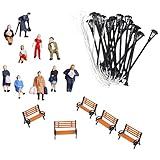 Jili Online People Figures/Bench Models/Lamppost Lights Models for HO Scales Layout Accs