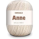 CIRCULO Anne 100% Mercerized Brazilian Cotton Yarn, Fingering, 547 Yds | Color 20 Natural, 500 m / 147 g, Smooth, Breathable, Soft, OEKO-TEX Certified, Machine Washable, Crochet, Knitting
