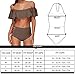 Memory baby Women's Swimsuit Two Piece Leaf Printed Off Shoulder Flounce Bathing Suit (L, Cappuccino Gray)