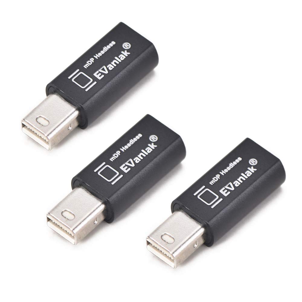 EVanlak Mini disportDisplayPort Headless Ghost Display Emulator for PC 4K DP Dummy Plug (fit Headless 1080@60Hz- 3840x2160@17hz)-3P