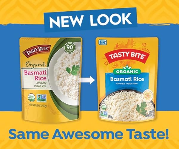 TASTY BITE ORGANIC BASMATI RICE, 8.8 OUNCE, PACK OF 12, READY TO EAT, MICROWAVABLE, VEGAN, GLUTEN-FREE