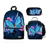 FOR U DESIGNS Canvas Backpack Blue Butterfly