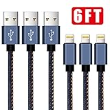 Lightning Cable OTISA 3Pack 6Ft iPhone Denim Charging cable Compatible with iPhone 6/6s/6 Plus/6s Plus,iPhone 5/5s,iPhone 7/7 Plus,iOS Devices[Blue]