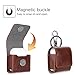 Fintie Case for AirPods 2&1, Premium PU Leather Magnet Closure Protective Portable Cover Skin with Metal Clasp and Keychain for AirPods 2&1, Brown