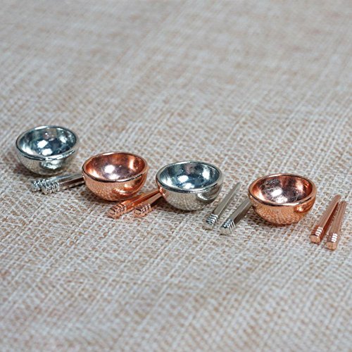 Zeroyoyo 1:12 Miniature Food Play House Mini Bowls and Chopsticks Dollhouse Kitchen Decoration Accessories Coppery