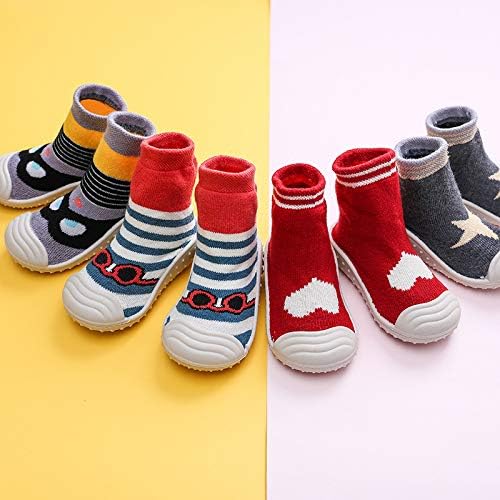 HOWELL Baby Toddler Sock Shoes Infant Soft Rubber Sole Shoes Breathable Cotton First Walking Shoes Anti-Slip for Kids Baby Girls Boys