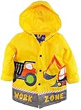 Wippette Little Boys Waterproof Work Zone Construction Trucks Raincoat Jacket, Yellow, 5