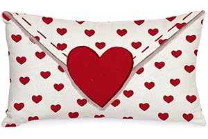 AACORS Valentines Day Pillow Cover 12X20 Inch Love Heart Decorations Holiday Farmhouse Decorative Pillow Case Decor for Home Sofa Couch AA452-12