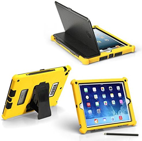 iPad Air 2 A1567 Slim Tough Case G5 - Rugged Protection with Built-in Hard Cover and Stylus (Yellow)