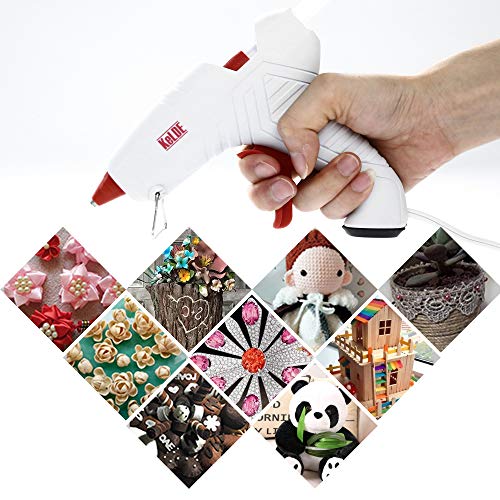 Hot Glue Gun Kit, KeLDE UL Certified Full Size Glue Gun with 20pcs 4x0.44-Inch Heat Glue Sticks, with Rubber Coating at Bottom, Bonus Scissors and Glue Gun Pad, 40 Watts