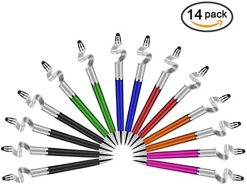 Stylus Pen, 14 Pcs 3 in 1 Universal Capacitive Styli, Cell Phone Stand Holder and Ballpoint Pen for Kindle, Fire Tablet, iPad, iPhone 6 6S 7 Plus, Google Nexus, Samsung galaxy, LG, HTC, Touch Screens