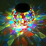 Color Changing Mosaic Glass Ball Waterproof Yard Light Solar Powered Outdoor LED Table light Mosaic Night Lamp for Garden Home Patio Festival Party Decorations (Colorful-Mosaic)