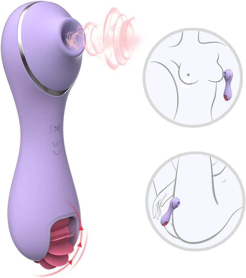 Handheld Women Massage Device - 4+3 Powerful Rolling/Suction Modes - Mini Portable Size - USB Charging - Made of Medical Silicone - 100% Waterproof - Intelligent Heating Function (Purple)
