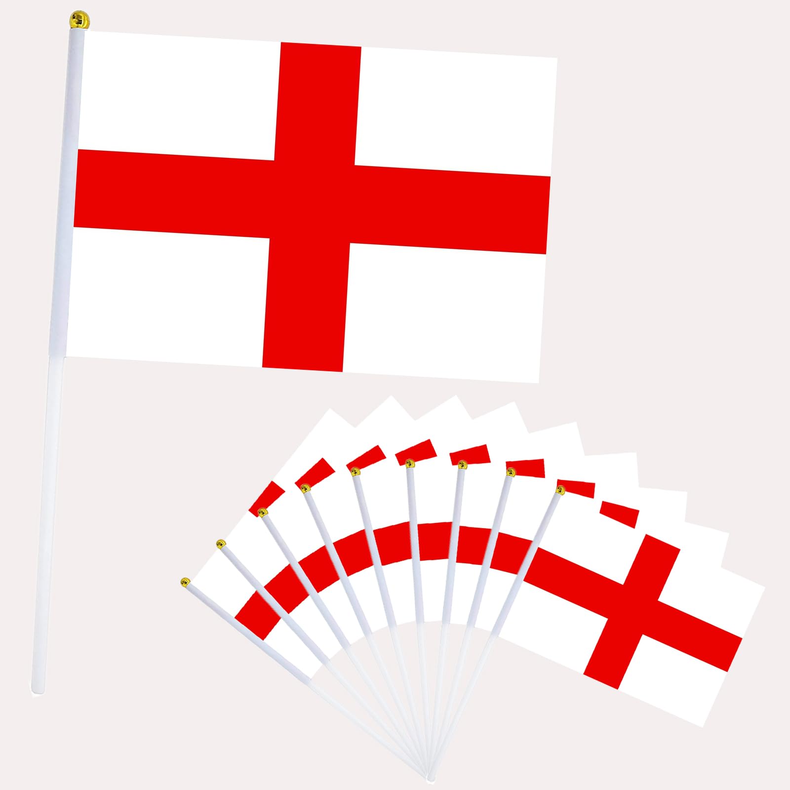 10Pcs England Flags for Fifa World Cup Football 2026 Decorations,14X21cm Mini St George'S Flag,Small Flags on Sticks,Hand Held England Flag for Eurovision Euro Football Street Party Décor