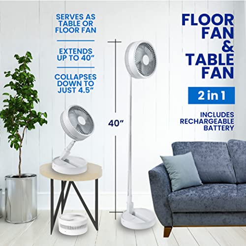 Bell+Howell MY FOLDAWAY FAN Rechargeable Fan 10" Ultra Lightweight Portable Compact Extendable