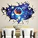 New 3D Interstellar Space View Wall Stickers, SUPPION PVC Art Room Decals Murals Home Decoration-23.62''35.43''