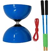 Flight Pro Diabolo Chinese Yoyo Skill Toy Triple Bearing Toy, with Carbon Fiber Sticks, Extra String &amp; Net Bag - Medium Size 5&rdquo; Blue