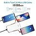 10000mAh Power Bank with Built-in Type C and Micro USB Cable, Charmast External Battery Portable Charger Pack for iPhone Xs/XS Max/X 8 Samsung Huawei Android Cell Phones (White)
