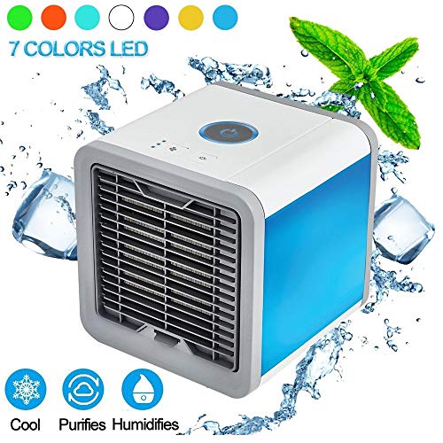 HELIn Mini Air Conditioner Portable Air Conditioner Personal Space Air Cooler Mini Portable Space Air Conditioner, Portable Space Cooler for 45 Square Feet, Desk Table Fan for Office Home Outdoor