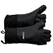 GEEKHOM Grilling Gloves, Heat Resistant Gloves BBQ Kitchen Silicone Oven Mitts, Long Waterproof Non-Slip Potholder for Barbecue, Cooking, Baking (Black) primary