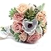 Yokoke Wedding Bridal Bridesmaid Bouquet Artificial White Peony Flowers Berry Holding Flowers for Wedding Church Party Home Decor (Bouquet)