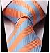 Secdtie Men's Classic Red Blue Striped Jacquard Woven Silk Tie Formal Necktie (One Size, Orange)