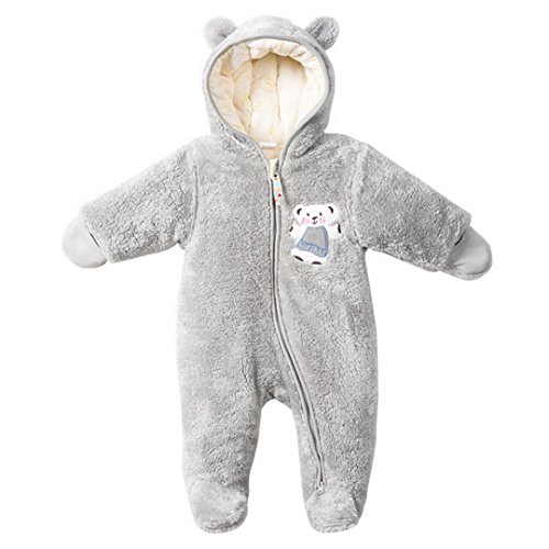 Happy Cherry Baby Rompers Flannel Jumpsuits For Toddlers - Grey