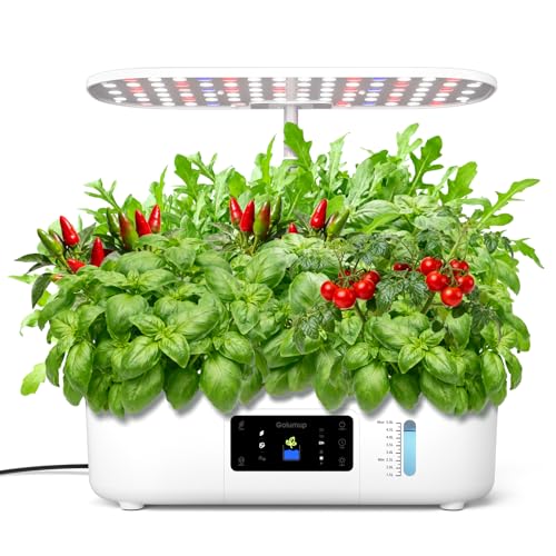GOLUMUP 13 Pods Hydroponic Greenhouse, Smart Garden with Dual Grow Modes, with LED Grow Light, Automatic Timer, Adjustable Height, White