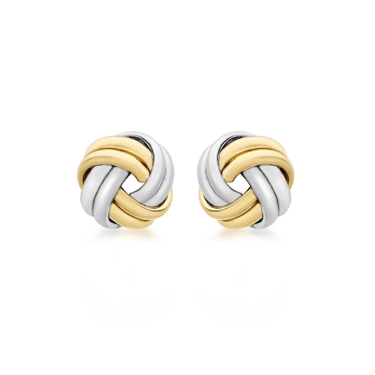 CARISSIMA Women's 18ct 2 Colour Gold 8mm Knot Stud Earrings