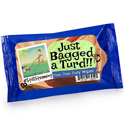 Just Bagged a Turd Wipes Alcohol Free Antibacterial Sanitizing Wipes Weird Gags Dog Lovers Stocking Stuffers Pet Owners White Elephant Ideas Secret Santa Travel Size