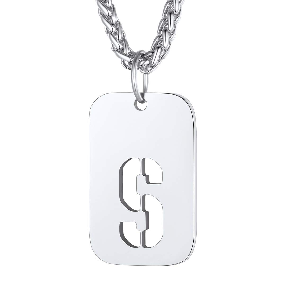 FindChic Dog Tag for Son Necklace Letter S Initial Necklace