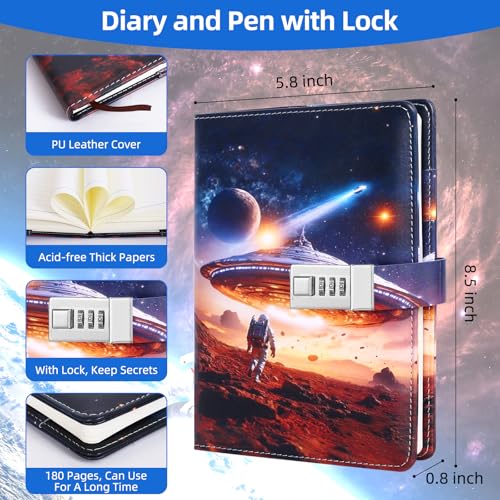 Folxakdis Secret Diary Kids Diary with Lock Personal Diary Child with Password Cool Gifts for Kids 8-16 Years Old