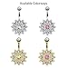 BodyJ4You Belly Button Ring Flower Paved Clear Aurora CZ Crystal 14G Navel Banana Steel Curved Bar
