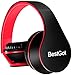 BESTGOT Kids Headphones BG6002 Children Headphones for Kids Boys Adult with Microphone Volume Control Foldable Headset with 3.5mm Plug Removable Cord (Black/Red)